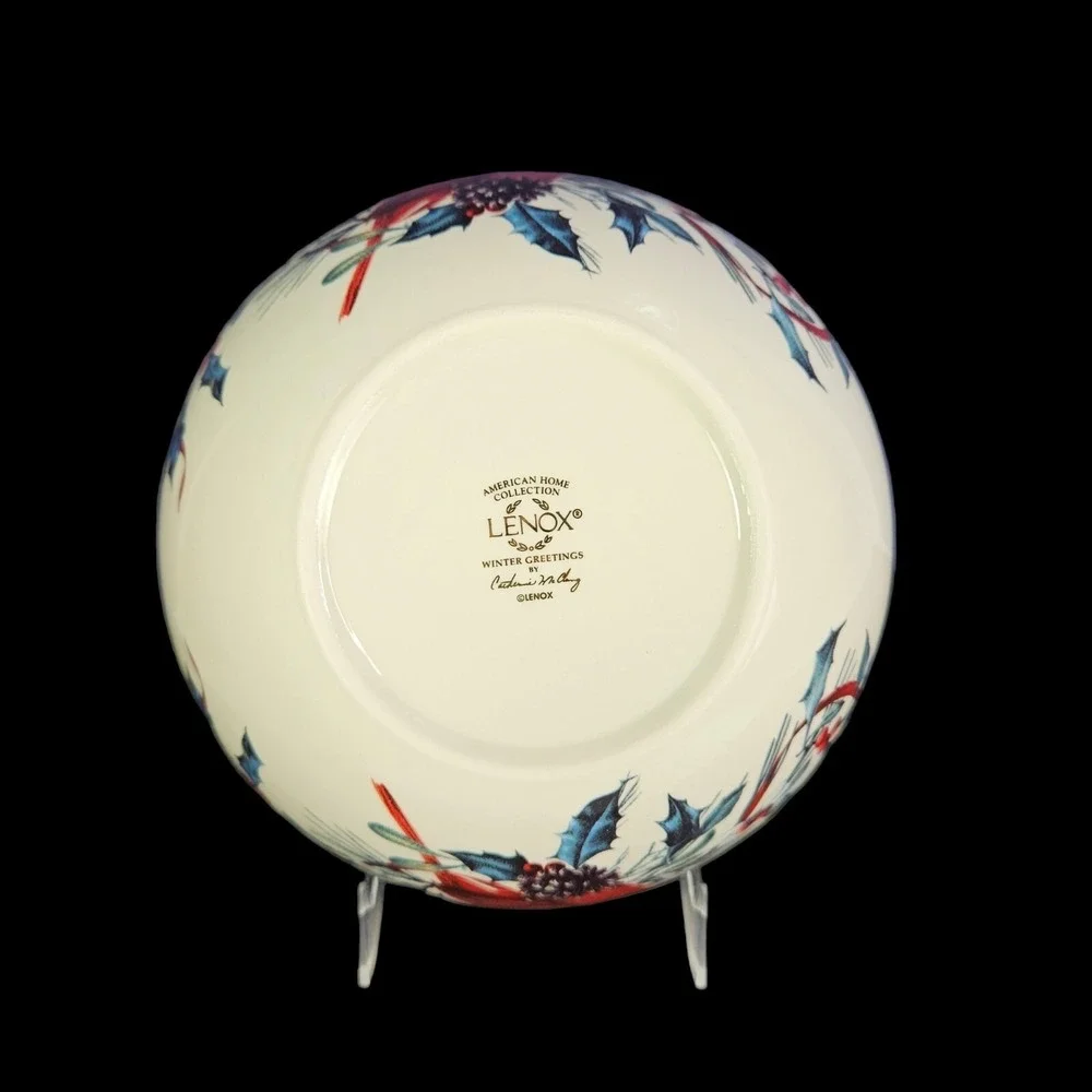 Lenox Winter Greetings Serving Bowl Sentiment Home is Where Round McClung Box